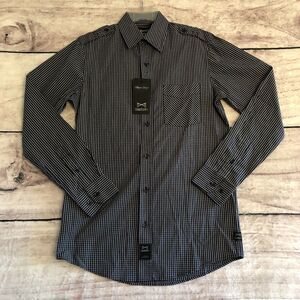 Vtg Bloodbath Button Up Shirt Mens S Blue Check Plaid Long Sleeve Skater NWT